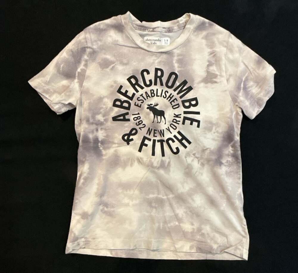 Abercrombie Kids Graphic T-Shirt Size 7/8 Gray White Tie-Dye
